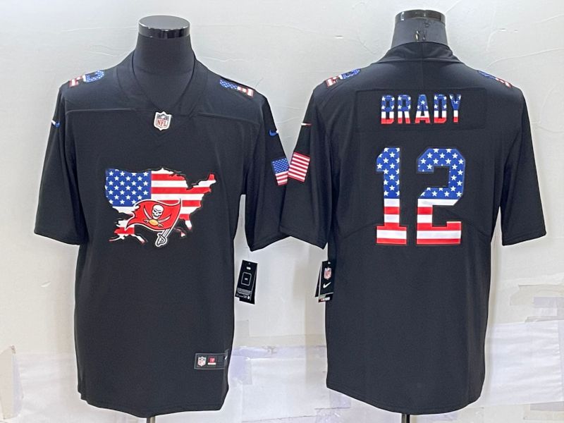 Men Tampa Bay Buccaneers #12 Brady Black Map Flag Nike 2022 Limited NFL Jersey